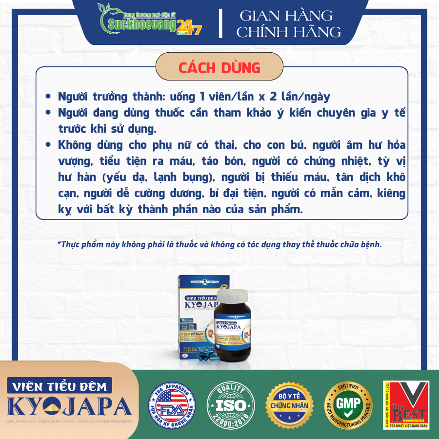 Viên Tiểu Đêm KYOJAPA - Viên uống hỗ trợ tăng cường chức năng Thận, giảm tiểu đêm