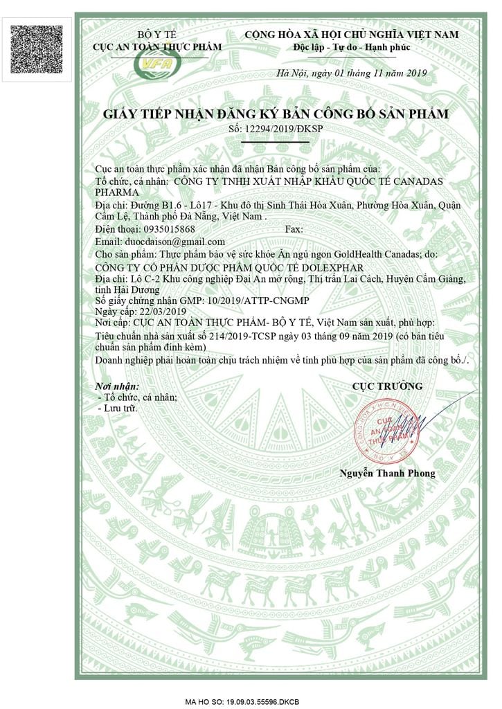 TPBVSK Viên ăn ngủ ngon GoldHealth Canadas