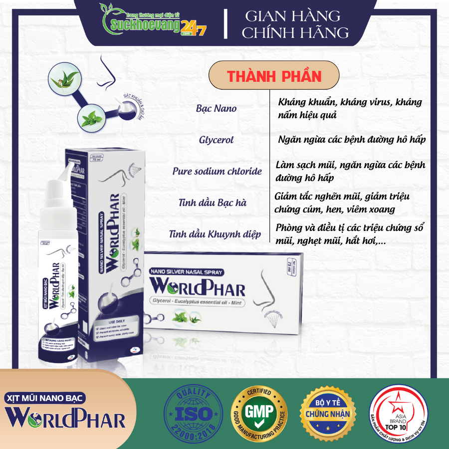 Xịt mũi Nano Bạc WorldPhar