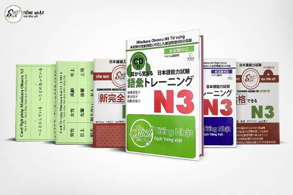 COMBO Bộ sách N3 (4 cuốn dịch 100% tiếng Việt + Flashcard Từ vựng, Ngữ pháp)