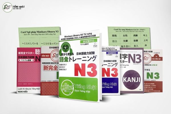 Combo Bộ sách N3 (6 cuốn dịch 100% tiếng Việt + Flashcard Ngữ pháp, Từ vựng)