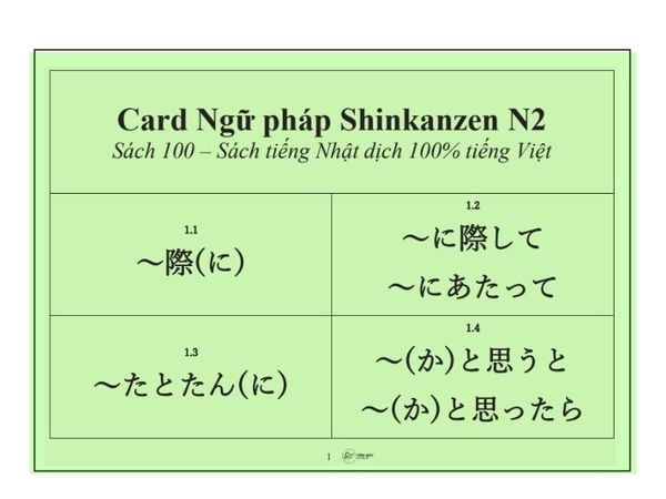 Card Shinkanzen Master N2 Ngữ pháp - Dịch 100% tiếng Việt