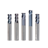 End mills for steel materials with hardness up to 45HRC