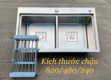 Chậu rửa bát inox 304 bậc thang kt 82x48x24