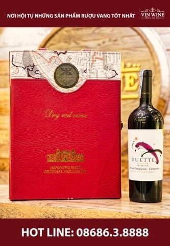 SET : Hộp da cao cấp + 2 chai vang Chi Lê