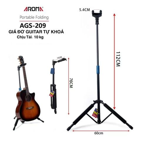 Chân Để Đàn Guitar Aroma AGS-209 – Tự Động Khóa Với Hệ Thống Clutch