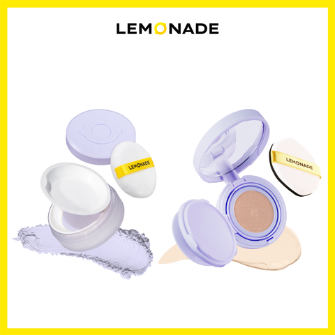  COMBO PHẤN PHỦ MỎNG NHẸ KIỀM DẦU THUẦN CHAY CHỐNG NẮNG LEMONADE SUPERMATTE NO MAKEUP LOOSE POWDER &  PHẤN NƯỚC MỎNG NHẸ KIỀM DẦU THUẦN CHAY CHỐNG NẮNG LEMONADE SUPERMATTE NO MAKEUP CUSHION 15G 