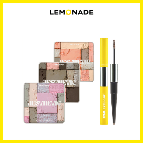  COMBO LEMONADE BẢNG PHẤN MẮT AESTHETIC MULTI-TASK PALETTE 10.8G & CHÌ KẺ MÀY 2 ĐẦU DUAL EYEBROW 