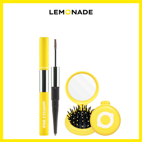  [QUÀ TẶNG] COMBO CHÌ KẺ MÀY 2 ĐẦU LEMONADE WANT IT GOT IT DUAL EYEBROW &  LEMONADE GƯƠNG LƯỢC GẤP GỌN 2 TRONG 1 