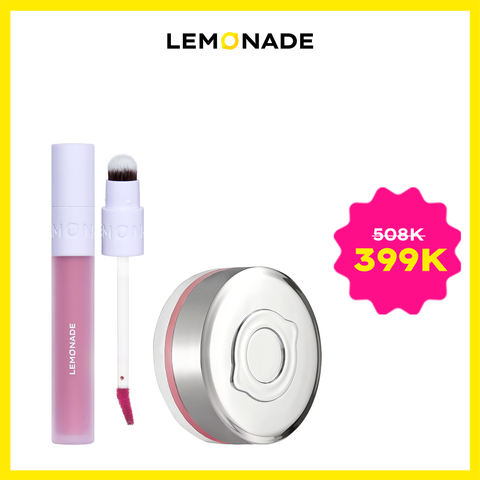  COMBO LEMONADE MÁ HỒNG CĂNG BÓNG MIRROR MIRROR BLUSH CUSHION 8G VÀ SON KEM PERFECT COUPLE LIP 