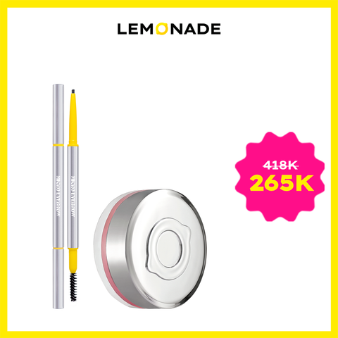  [DEAL MỞ BÁN] COMBO LEMONADE MÁ HỒNG CĂNG BÓNG MIRROR MIRROR BLUSH CUSHION 8G VÀ  CHÌ KẺ MÀY MICRO EYEBROW 0.1G 