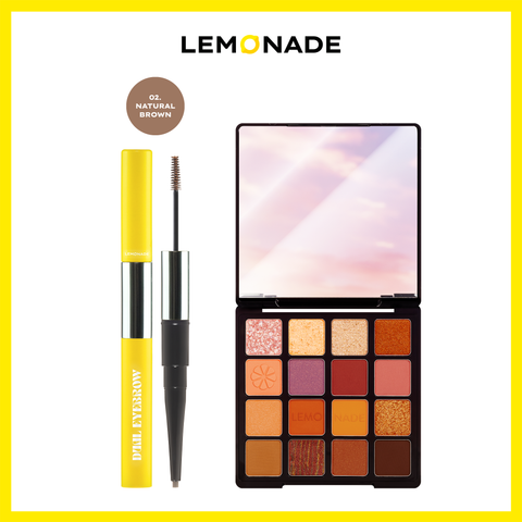  COMBO LEMONADE BẢNG PHẤN MẮT AESTHETIC EYESHADOW PALETTE VÀ CHÌ KẺ MÀY 2 ĐẦU DUAL EYEBROW 