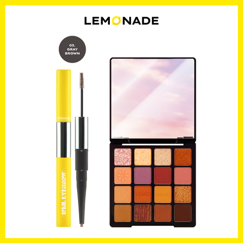  COMBO LEMONADE BẢNG PHẤN MẮT AESTHETIC EYESHADOW PALETTE VÀ CHÌ KẺ MÀY 2 ĐẦU DUAL EYEBROW 