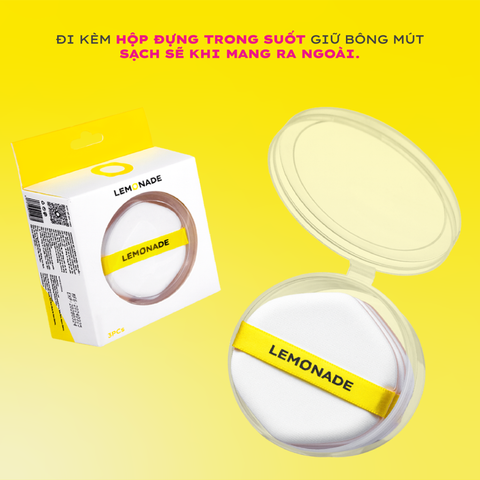  [QUÀ TẶNG] COMBO LEMONADE Cushion Puff Set - 3pcs VÀ LÓT LY CAO SU 