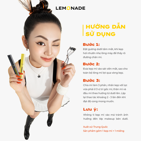  COMBO LEMONADE CHUỐT MI TƠI DÀI LÂU TRÔI SOARING MASCARA & KẸP MI CONG LÂU LEMONADE CURLER 