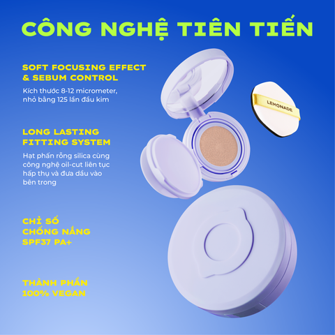  COMBO PHẤN PHỦ MỎNG NHẸ KIỀM DẦU THUẦN CHAY CHỐNG NẮNG LEMONADE SUPERMATTE NO MAKEUP LOOSE POWDER &  PHẤN NƯỚC MỎNG NHẸ KIỀM DẦU THUẦN CHAY CHỐNG NẮNG LEMONADE SUPERMATTE NO MAKEUP CUSHION 15G 