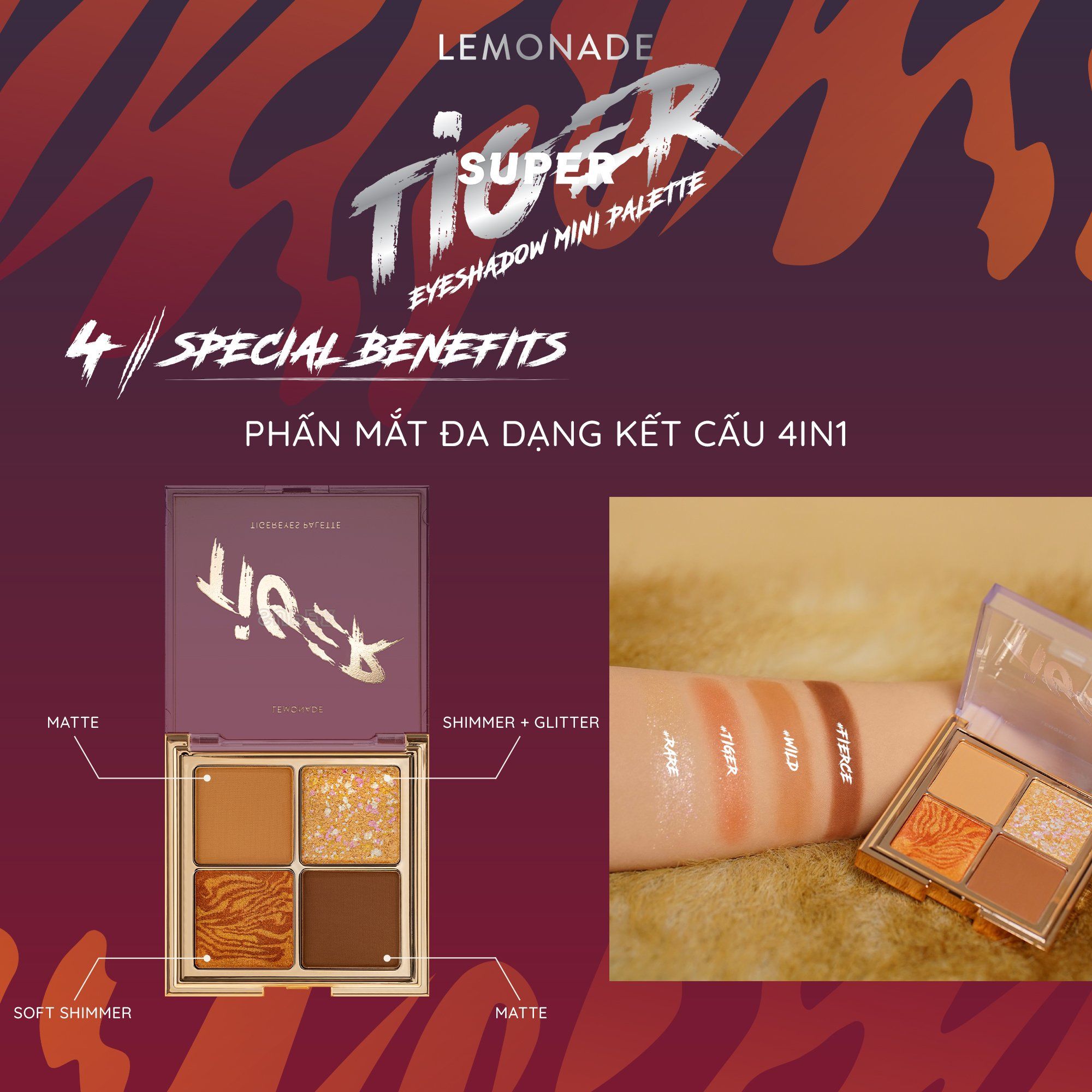  BẢNG PHẤN MẮT LEMONADE SUPERTIGER EYESHADOW MINI PALETTE 