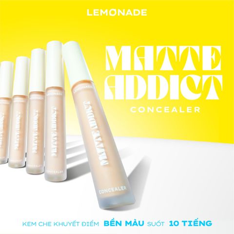  [QUÀ TẶNG] COMBO LEMONADE CHE KHUYẾT ĐIỂM  MATTE ADDICT CONCEALER VÀ LÓT LY CAO SU 