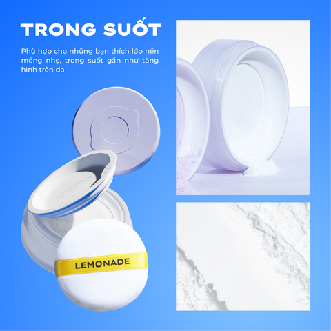  PHẤN PHỦ MỎNG NHẸ KIỀM DẦU THUẦN CHAY CHỐNG NẮNG LEMONADE SUPERMATTE NO MAKEUP LOOSE POWDER 