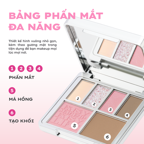  COMBO LEMONADE MÁ HỒNG CĂNG BÓNG MIRROR MIRROR BLUSH CUSHION 8G VÀ BẢNG PHẤN MẮT AESTHETIC MULTI-TASK PALETTE 10.8G 