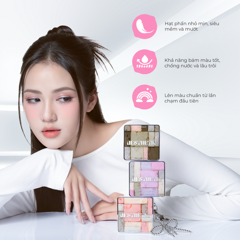  COMBO LEMONADE MÁ HỒNG CĂNG BÓNG MIRROR MIRROR BLUSH CUSHION 8G VÀ BẢNG PHẤN MẮT AESTHETIC MULTI-TASK PALETTE 10.8G 