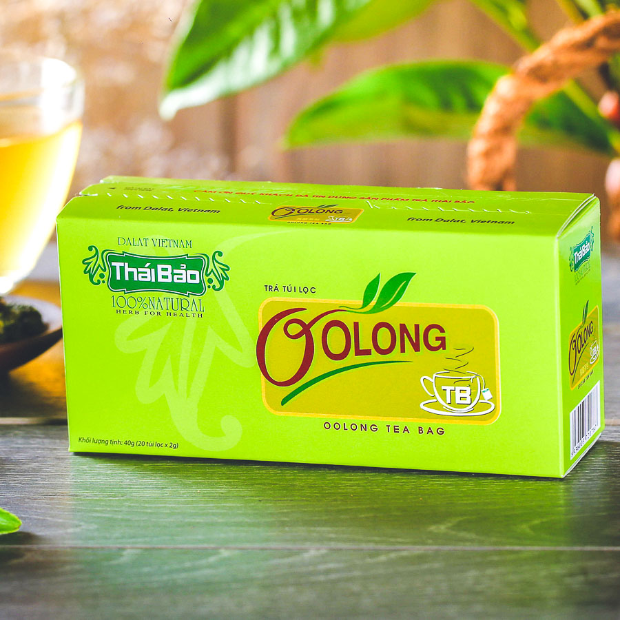 Trà oolong túi lọc, 20 tép, hộp, mẫu xanh, Thái Bảo