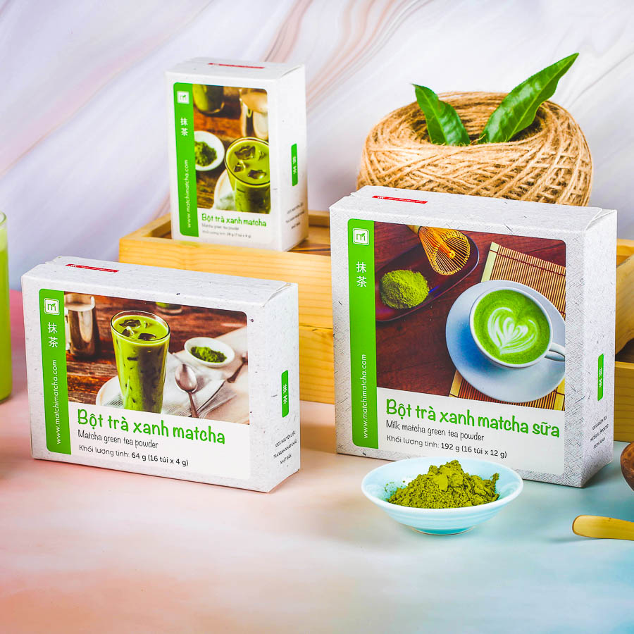 Bột trà xanh matcha túi 4g, 16 túi, hộp, Matchi Matcha