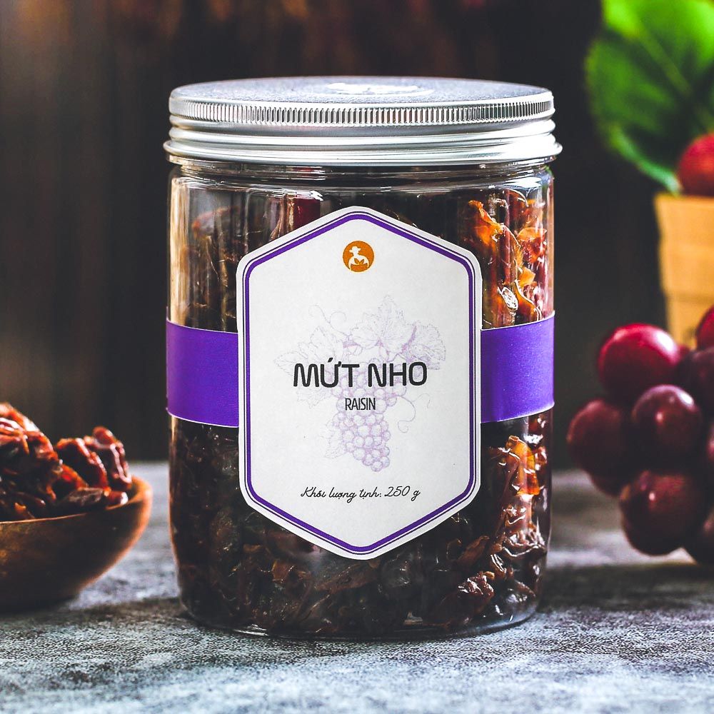 Mứt nho, 250g, hũ, mẫu nắp nhôm