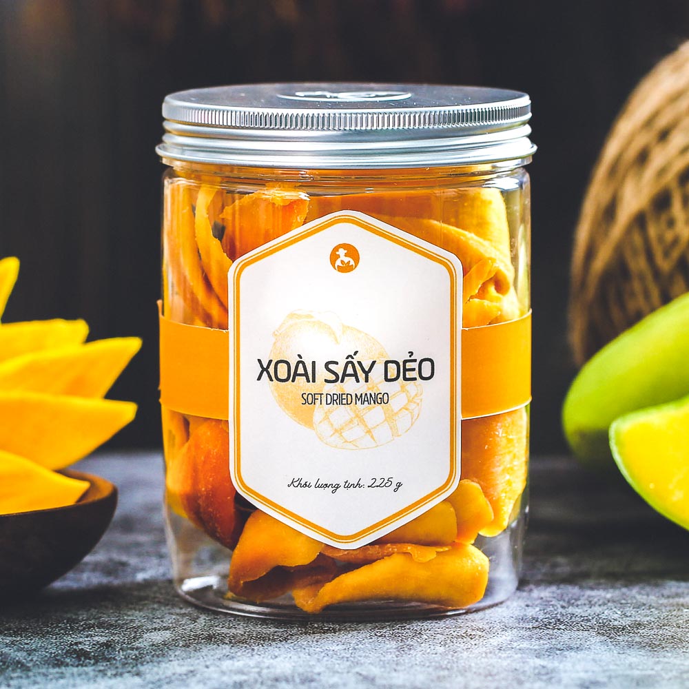 Xoài sấy dẻo, 225g, hũ, mẫu nắp nhôm