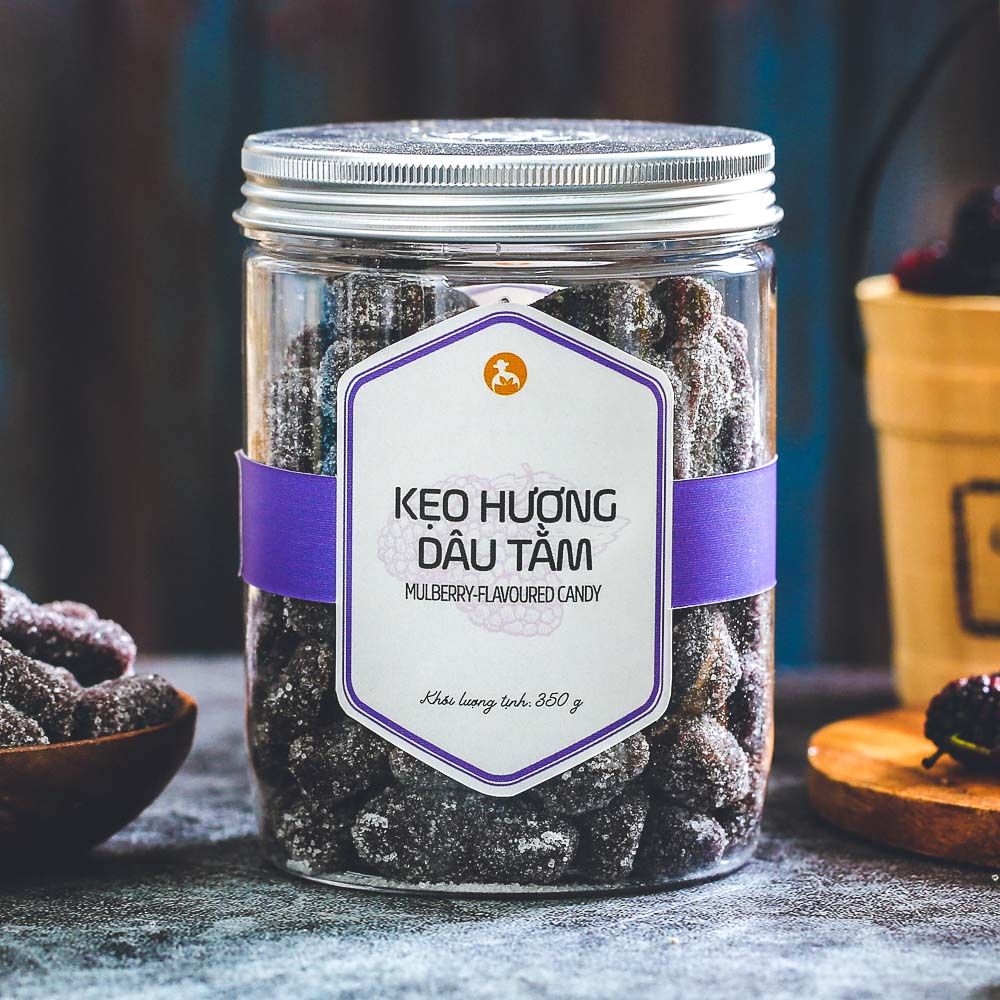 Kẹo hương dâu tằm, 350g, hũ, mẫu nắp nhôm