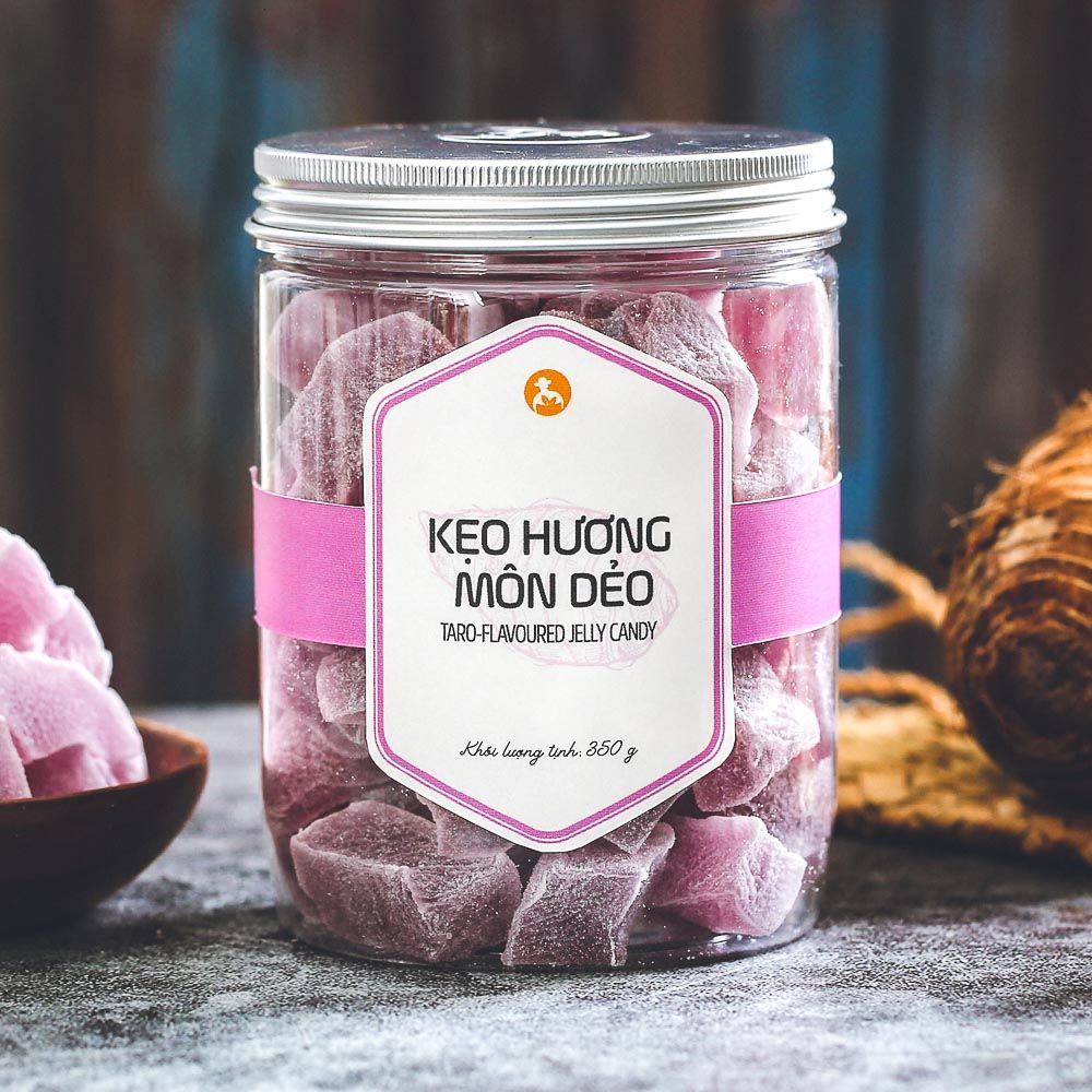 Kẹo hương môn dẻo, 350g, hũ, mẫu nắp nhôm