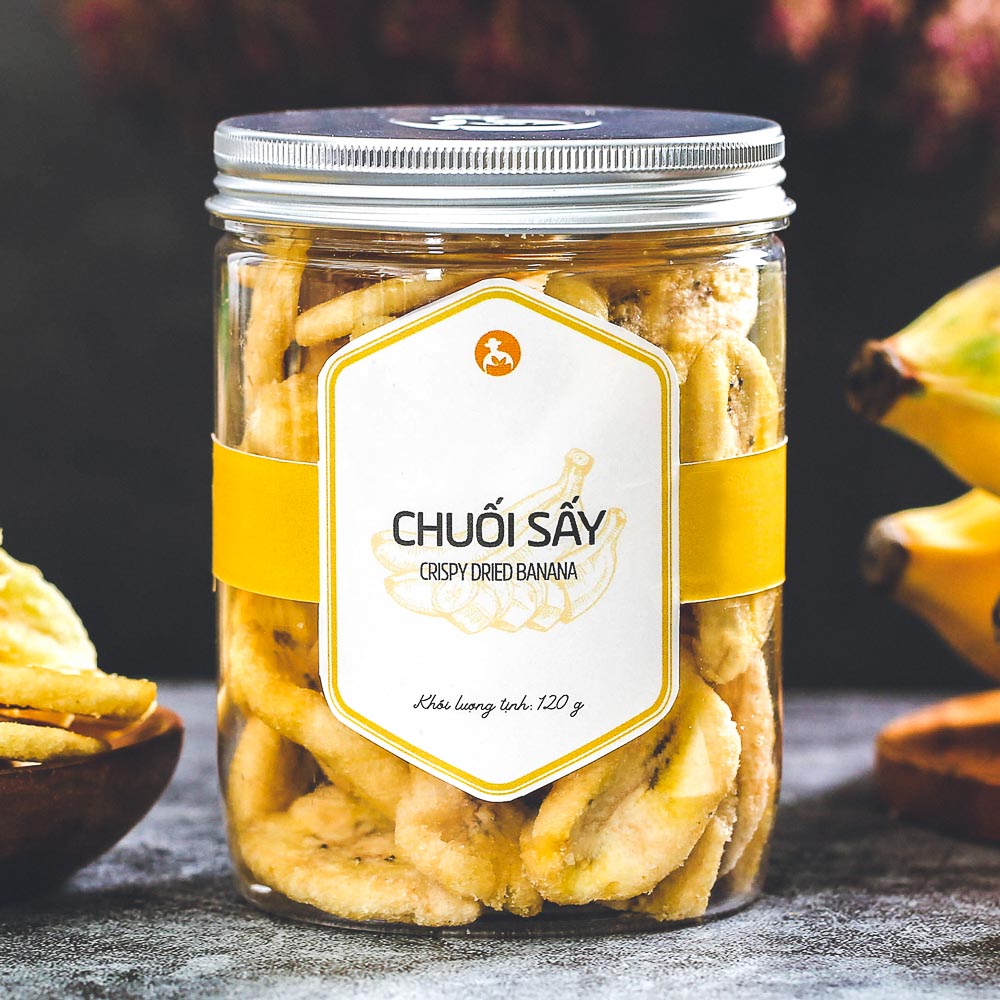 Chuối sấy giòn, 120g, hũ, mẫu nắp nhôm