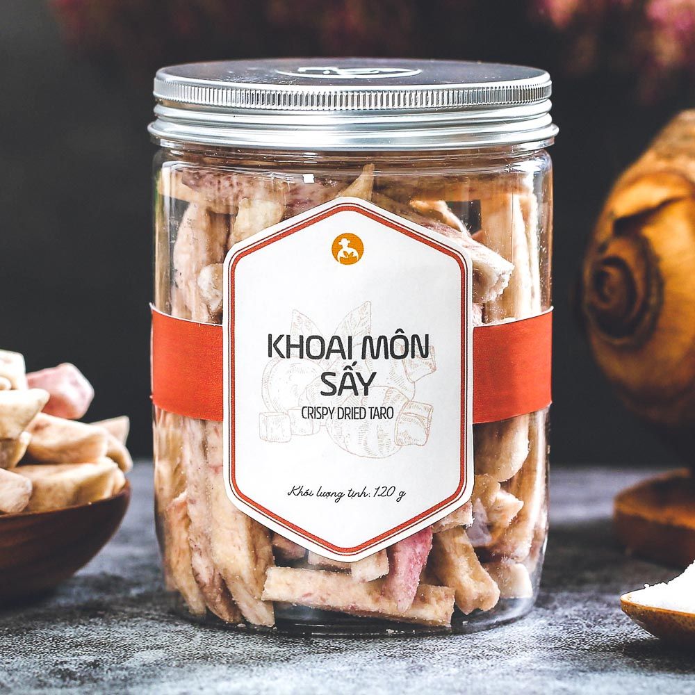 Khoai môn sấy giòn, 120g, hũ, mẫu nắp nhôm