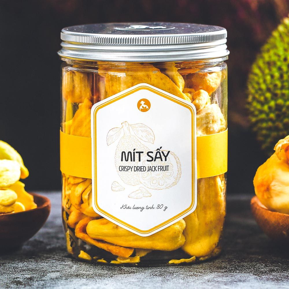 Mít sấy giòn, 80g, hũ, mẫu nắp nhôm