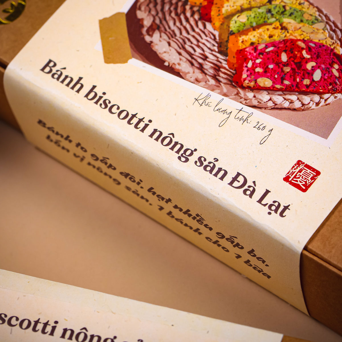 Bánh biscotti nông sản Đà Lạt, 260g, hộp, mẫu raisu