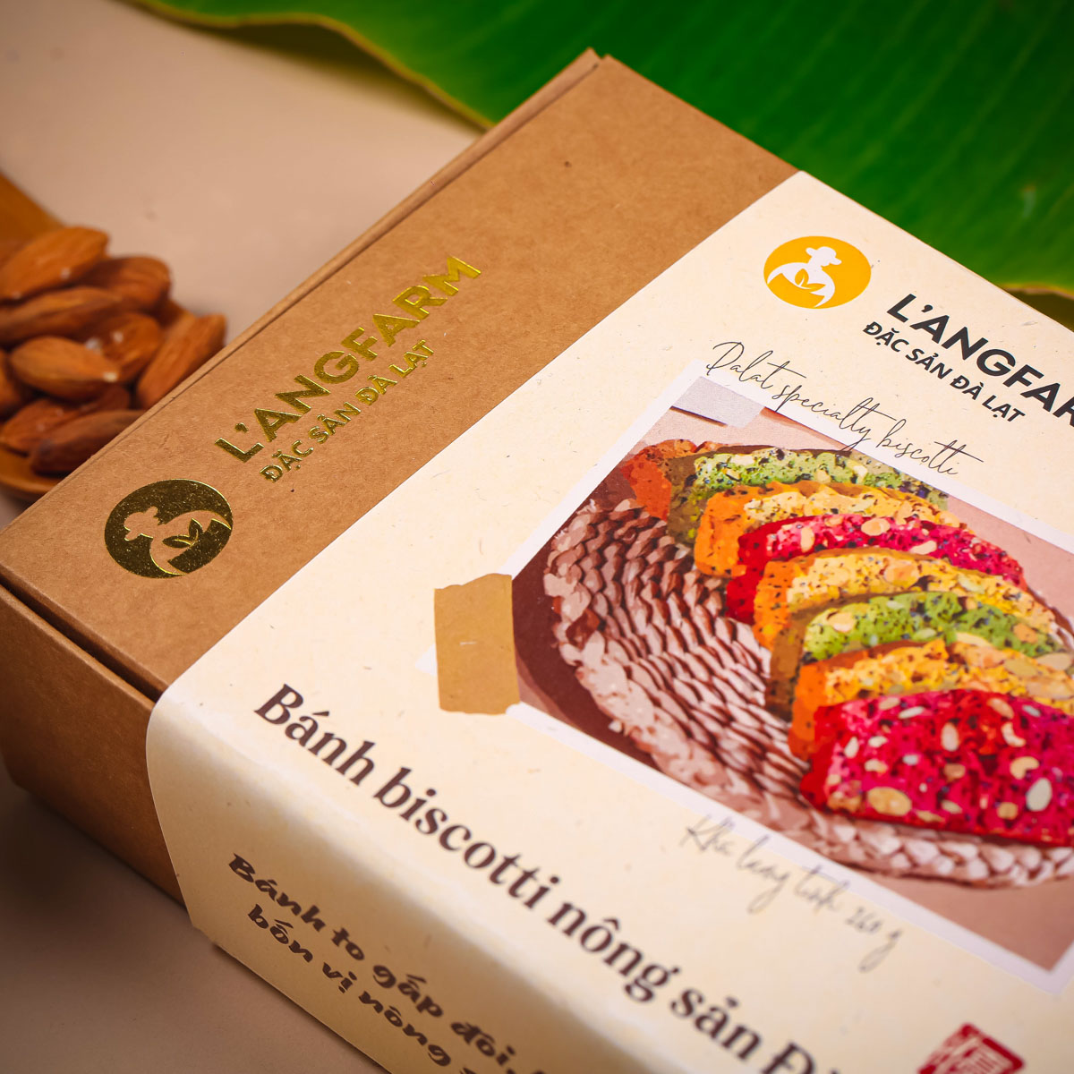 Bánh biscotti nông sản Đà Lạt, 260g, hộp, mẫu raisu