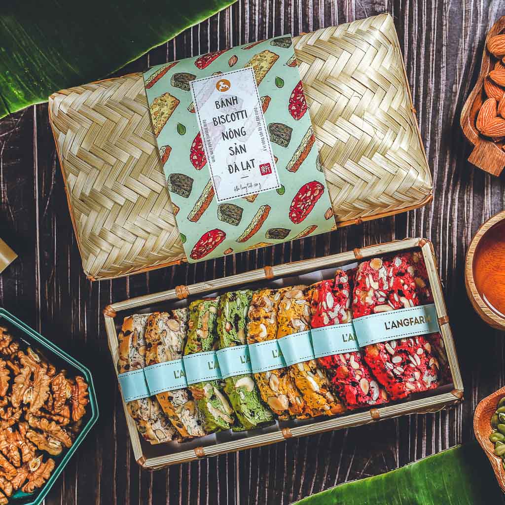 Bánh biscotti nông sản Đà Lạt, 280g, hộp, mẫu bamboo