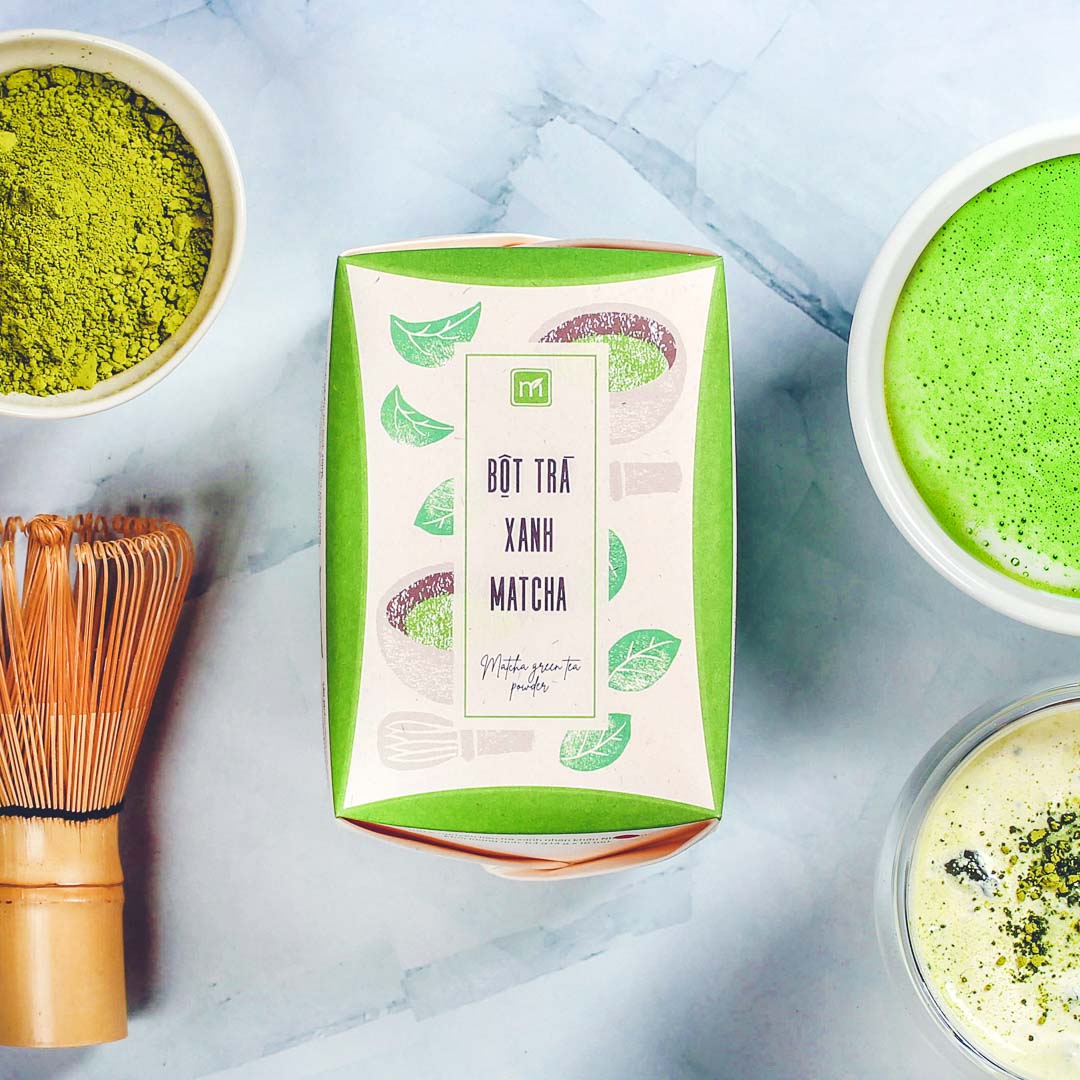 Bột trà xanh matcha túi 4g, hộp, 16 túi, mẫu hanko, Matchi Matcha