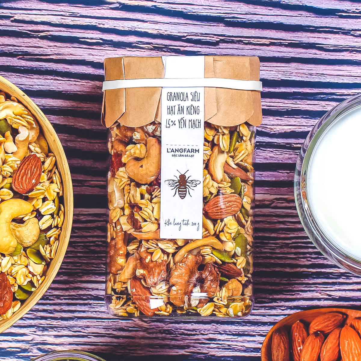 Granola siêu hạt ăn kiêng 45% yến mạch, 200g, hũ, mẫu tobita