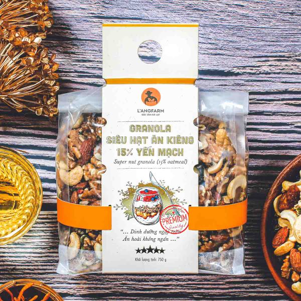 Granola siêu hạt ăn kiêng 15% yến mạch 750g