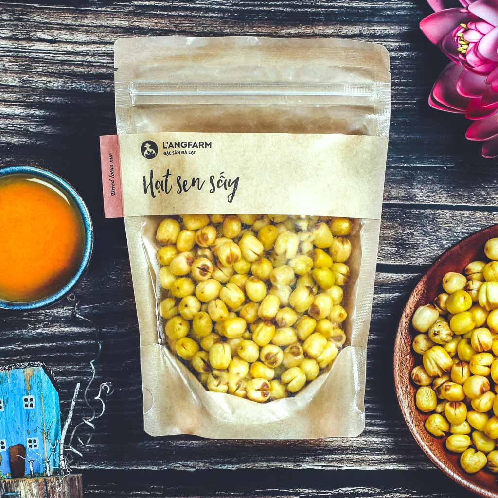 Hạt sen sấy, 150g, bịch, mẫu kraft 1 mặt trong