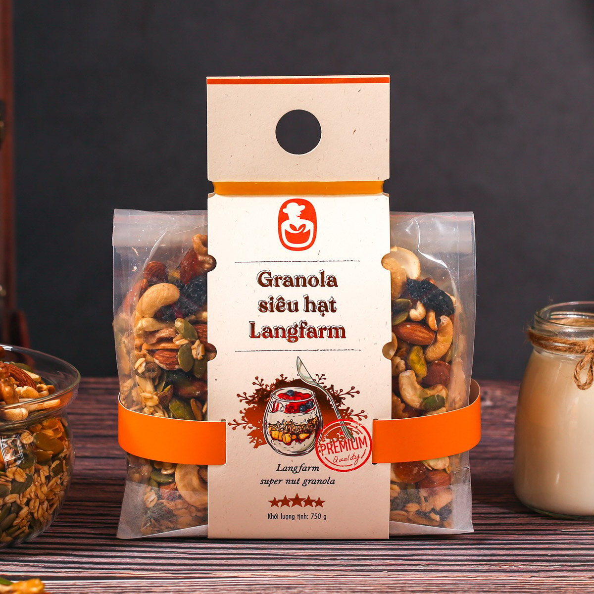 Granola siêu hạt Langfarm, 750g, bịch, mẫu mawashi