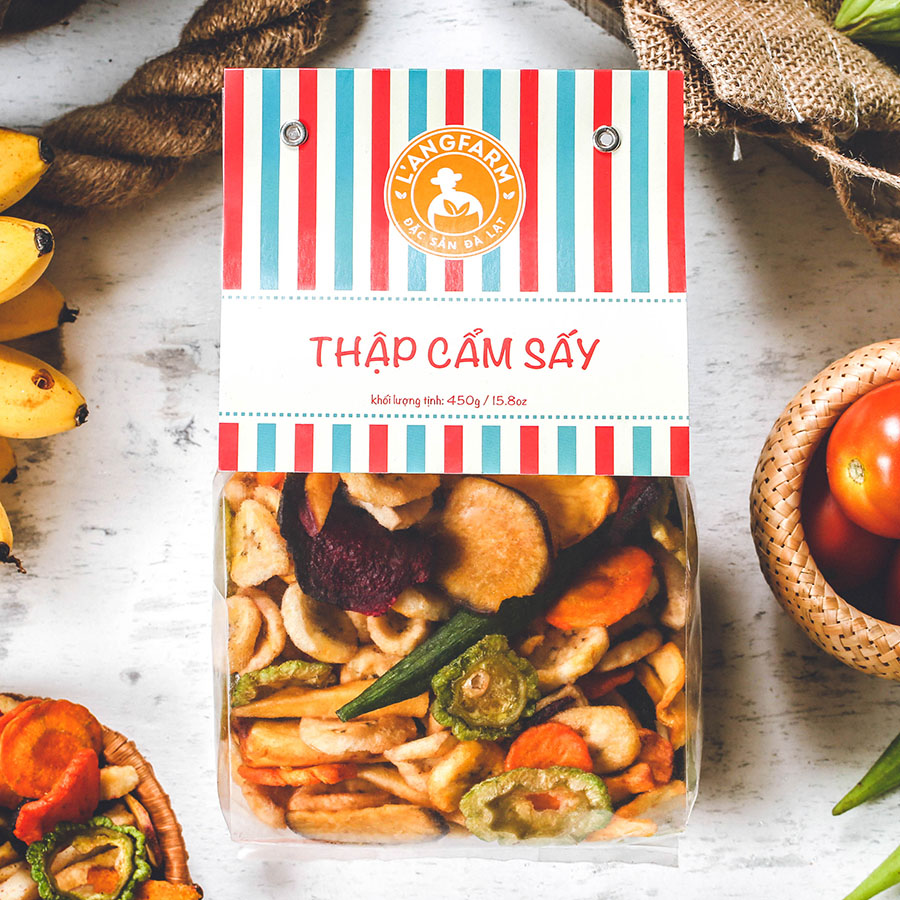 Thập cẩm sấy giòn, 450g, bịch, mẫu nhãn kẹp - Hàng tặng - Không bán