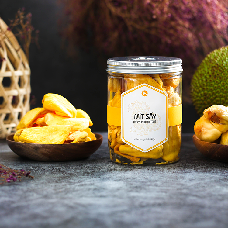 Mít sấy giòn, 80g, hũ, mẫu nắp nhôm