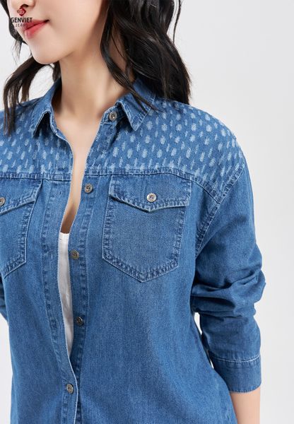  Sơ mi Dài Tay Jeans Nữ Suông Vừa TA123J8171 