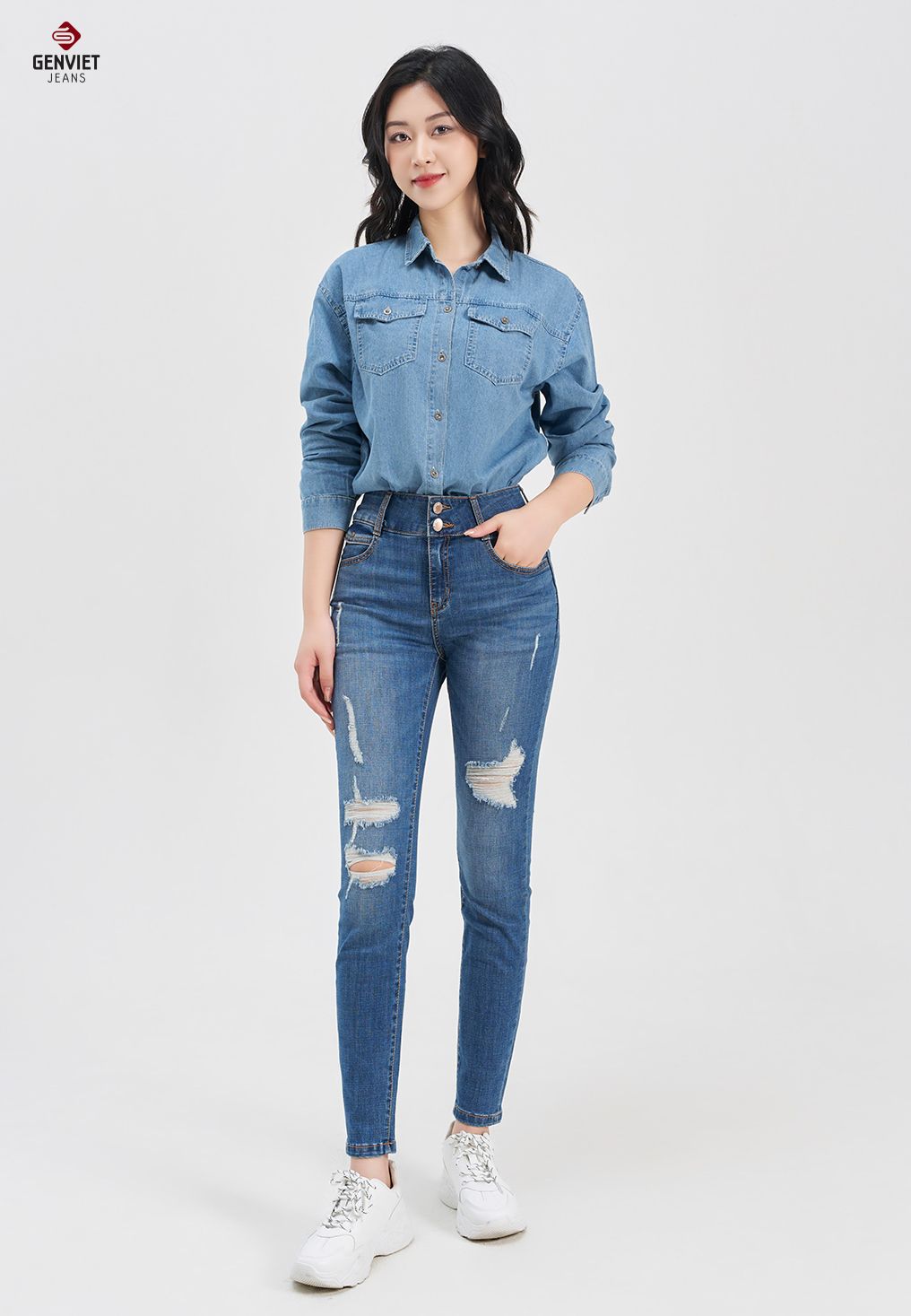  Quần Dài Nữ Jeans Col Cơ Bản TQ103J8158 