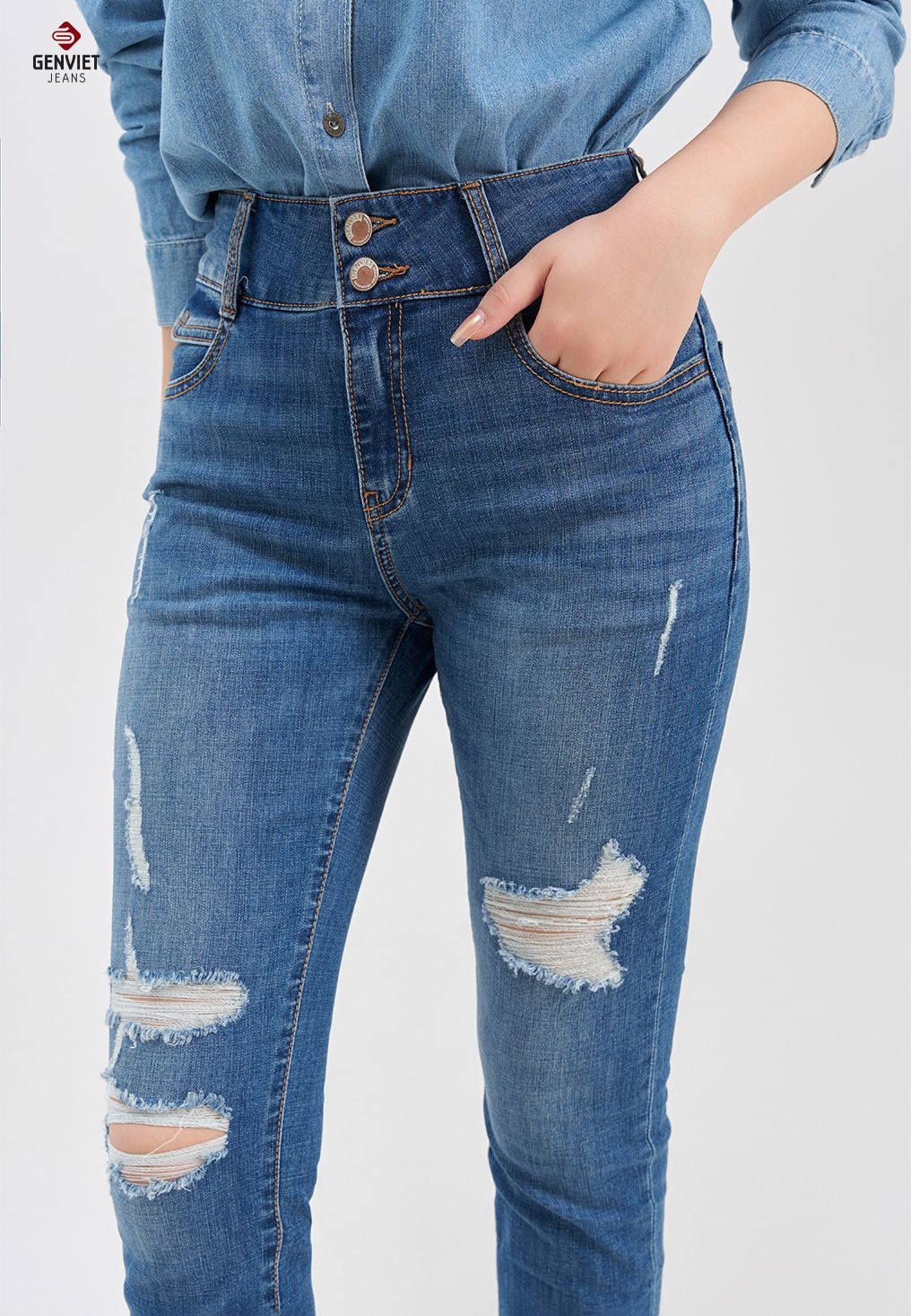  Quần Dài Nữ Jeans Col Cơ Bản TQ103J8158 