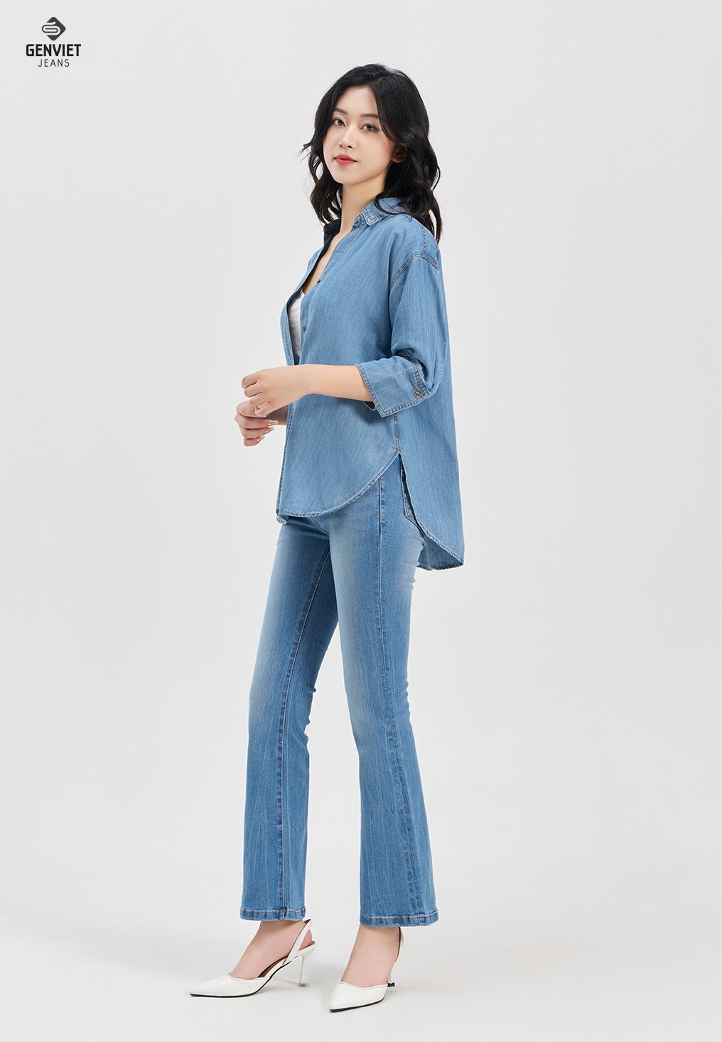  Áo Sơ Mi Dài Tay Nữ Jeans Suông DA124J8169 