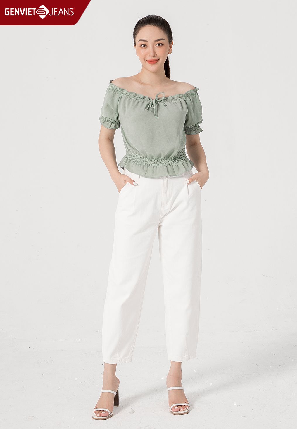  Áo Sơ Mi Cộc Tay Nữ Cotton Croptop TA329C1715 