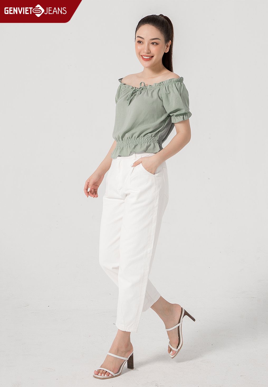  Áo Sơ Mi Cộc Tay Nữ Cotton Croptop TA329C1715 